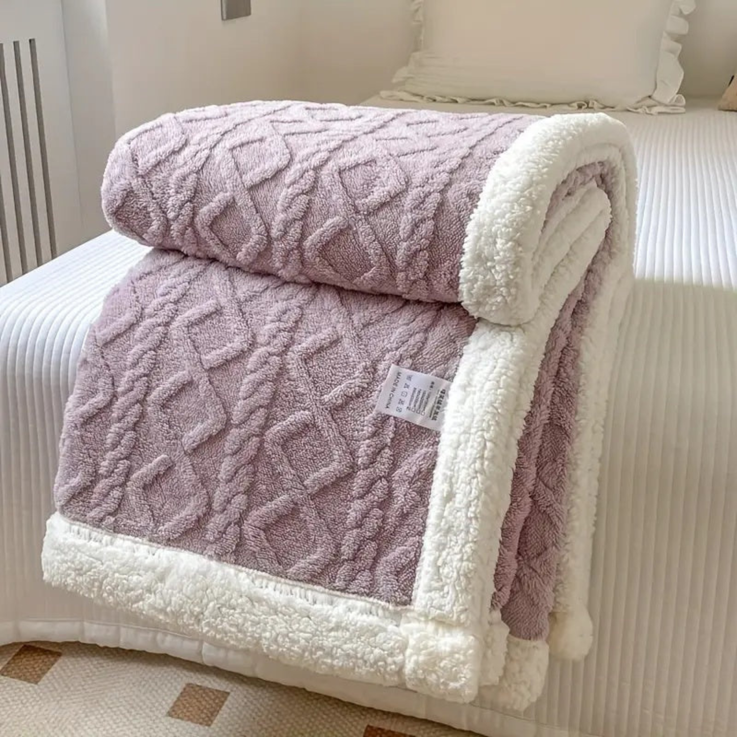 Reversible Sherpa Fleece Throw Blanket - Ultra Soft Cozy Bed & Sofa Blanket