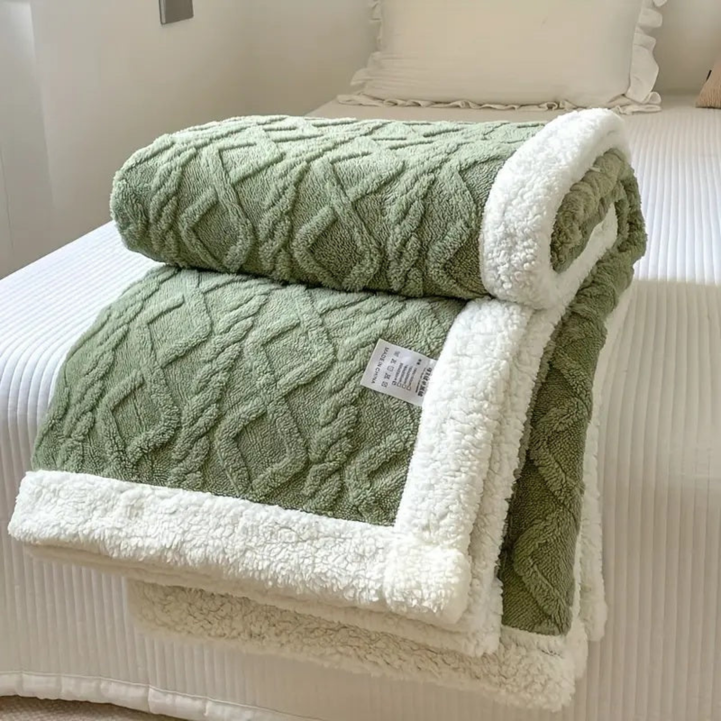 Reversible Sherpa Fleece Throw Blanket - Ultra Soft Cozy Bed & Sofa Blanket