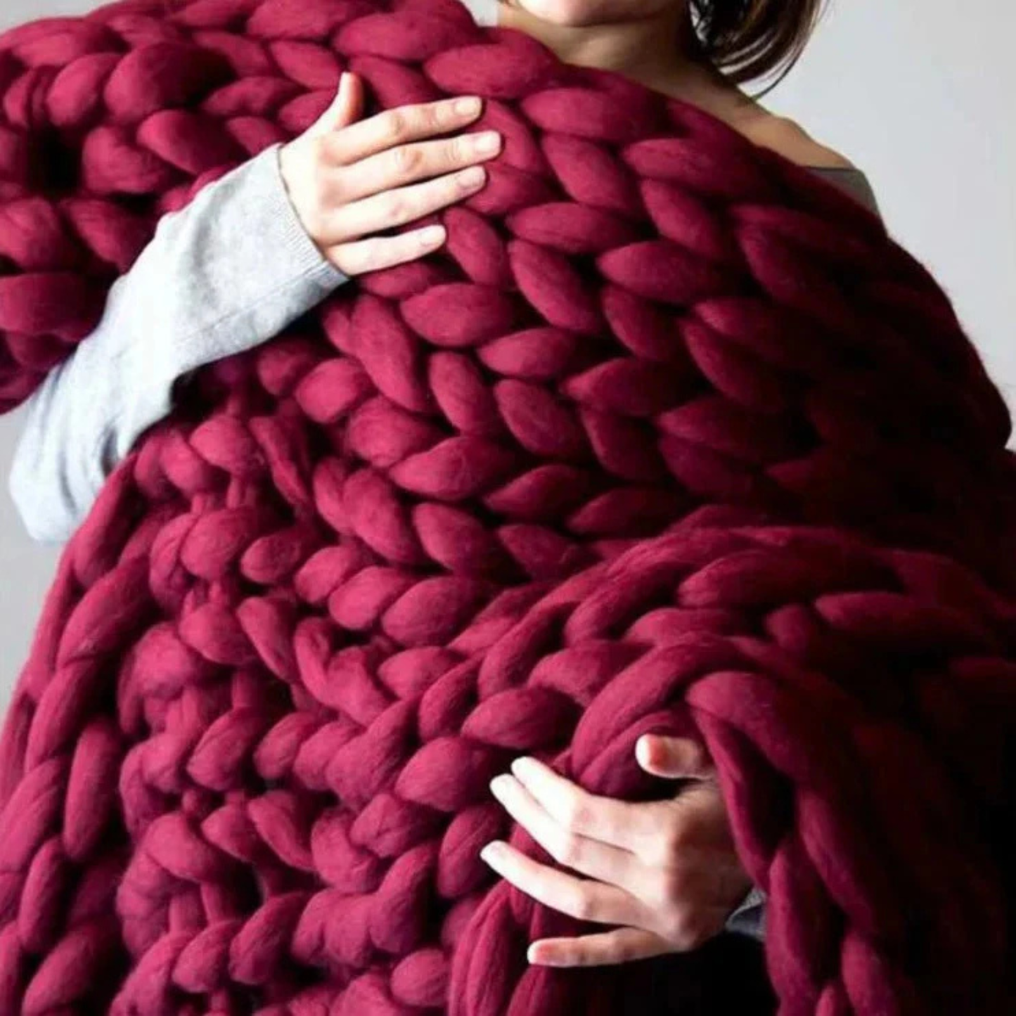 Chunky Knit Throw Blanket - Cozy Decorative Bed & Sofa Blanket