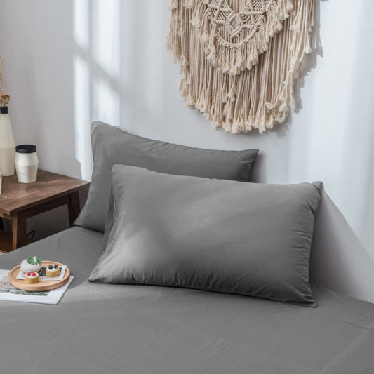 Solid Cotton Pillowcase - Soft Textured Standard Pillow Covers