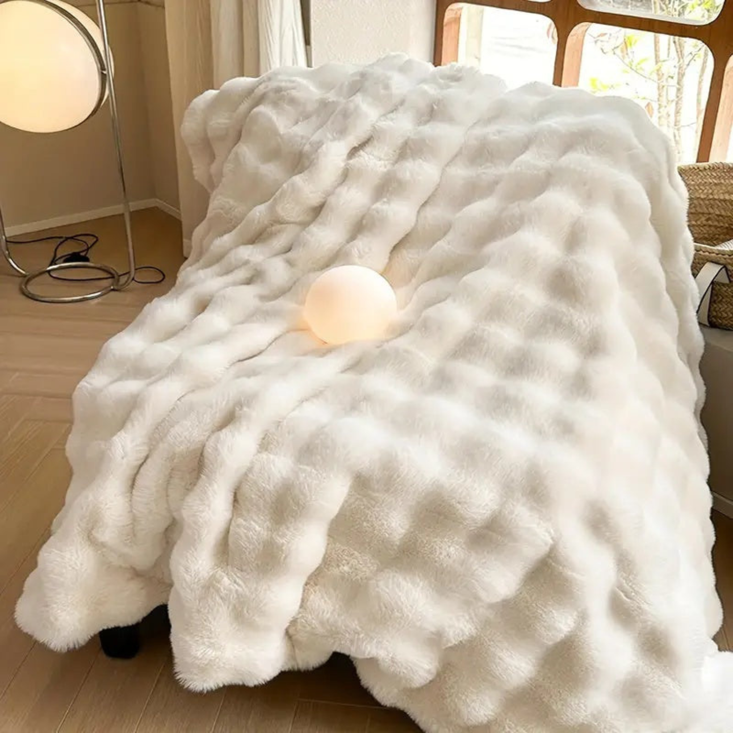 Faux Rabbit Fur Throw Blanket - Ultra Soft Luxury Plush Bed & Sofa Throw