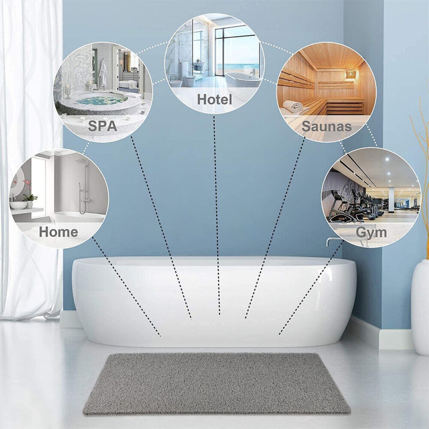 Non-Slip Shower Mat - Soft, Anti-Bacterial Bathroom Safety Mat