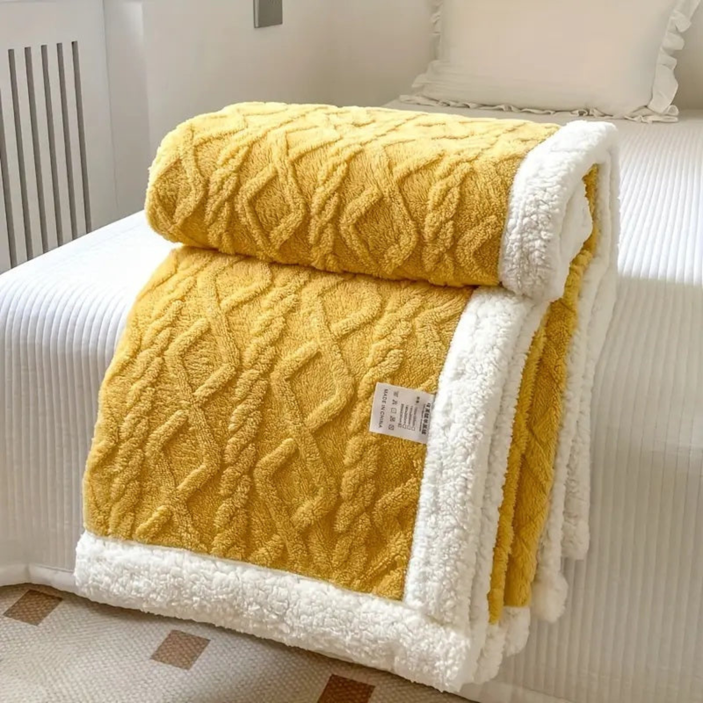 Reversible Sherpa Fleece Throw Blanket - Ultra Soft Cozy Bed & Sofa Blanket